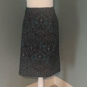 Talbots Plum and Teal Patterned Skirt